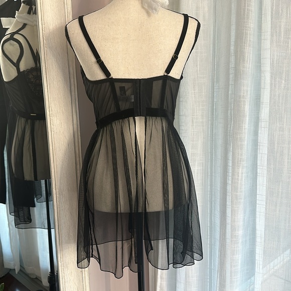 💗 Adore Me sexy black bodice sheer chemise 38D NWOT supportive nightgown - Picture 7 of 12